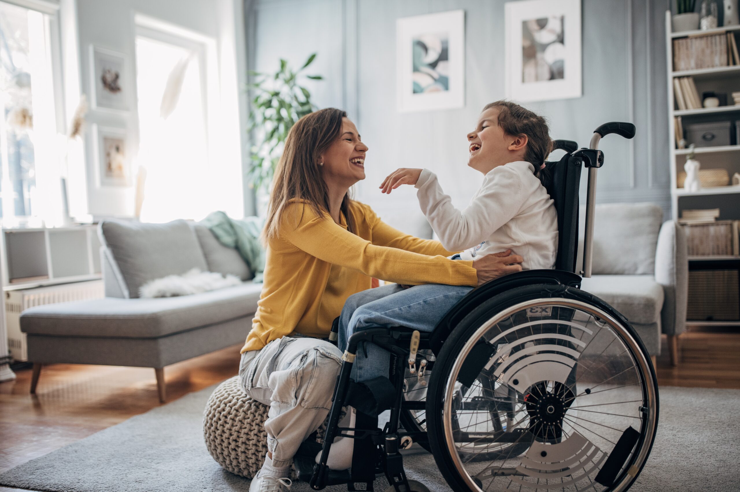 Group of friends laughing at a community event